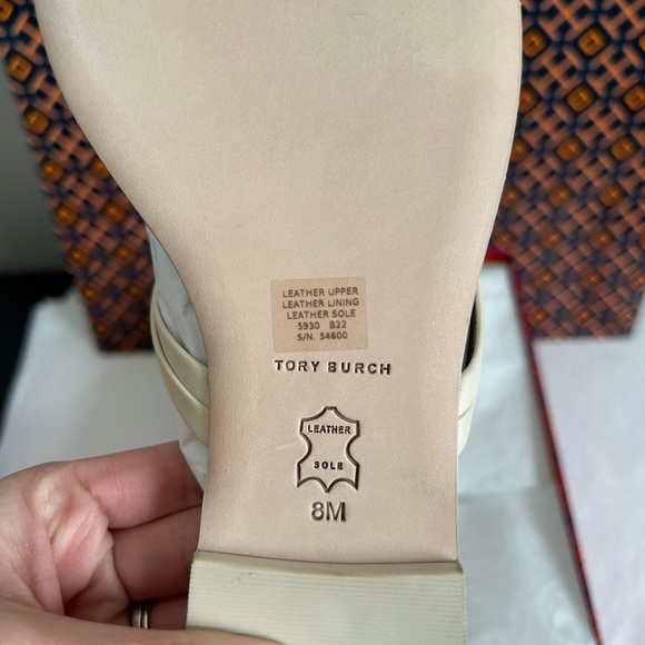 Tory Burch Miller Square Toe Sandal Size 8 New Cream White - Picture 8 of 12